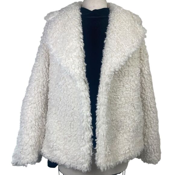 NEW Michael Kors L Faux Sherpa coat “ Fall 2024” medium length ivory - Picture 2 of 8